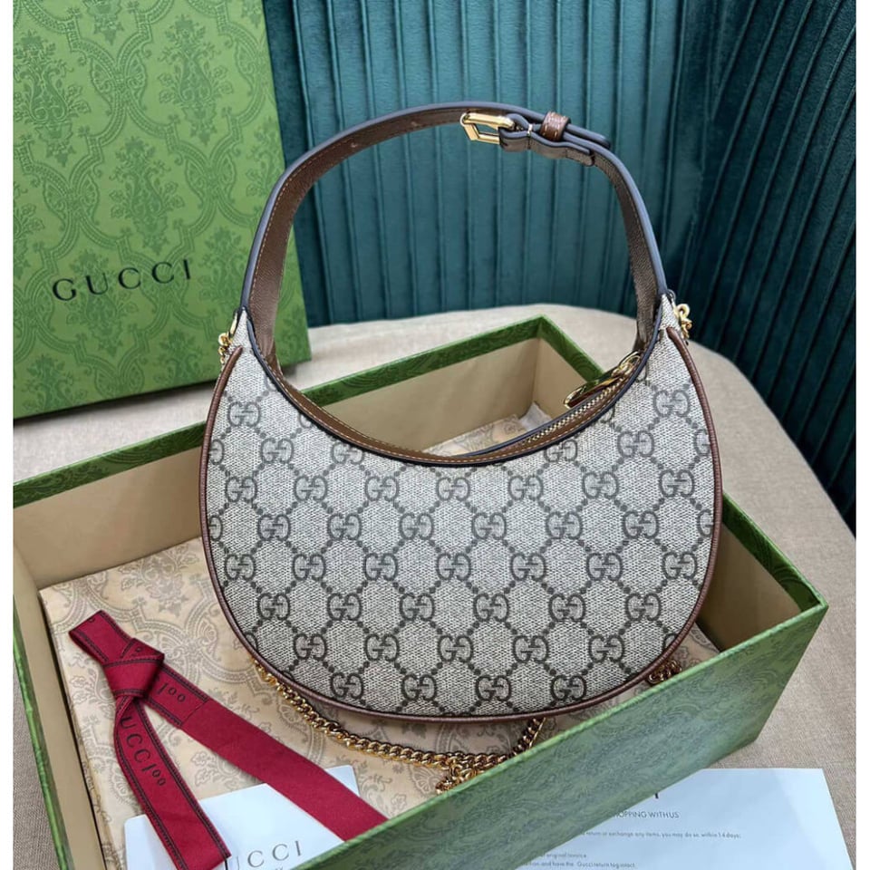 Gucci Half-Moon-Shaped Mini Bag with Interlocking G Brown view 13