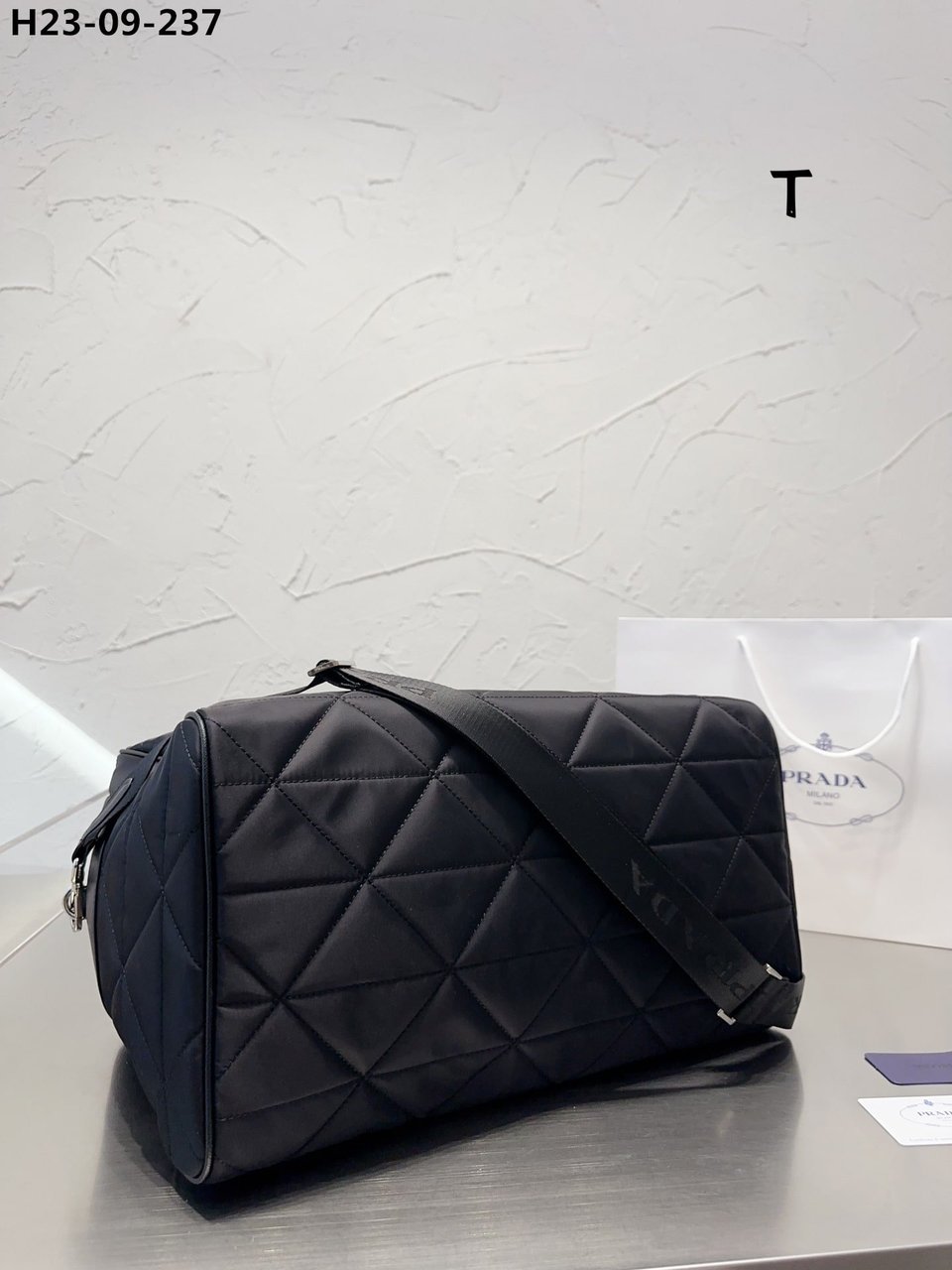 Prada Quilted Re Nylon Travel Bag Black 43Cm view 8
