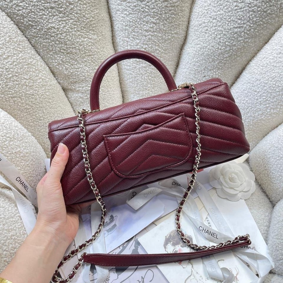 Chanel Maxi Flap Bag With Top Handle 31cm/12.2in Red AS6091 view 9