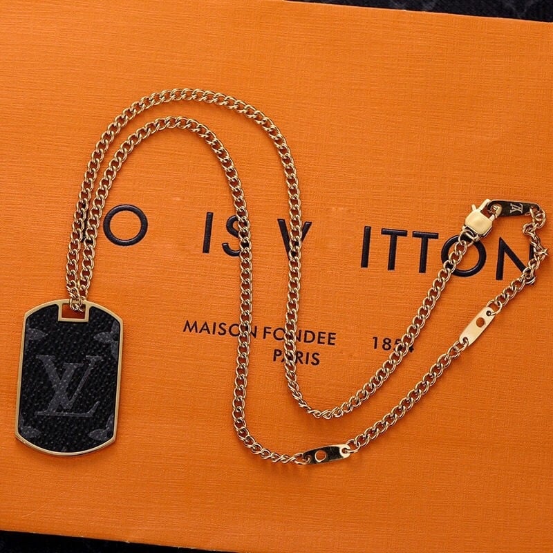 Louis Vuitton Monogram Eclipse Plate Necklace view 2