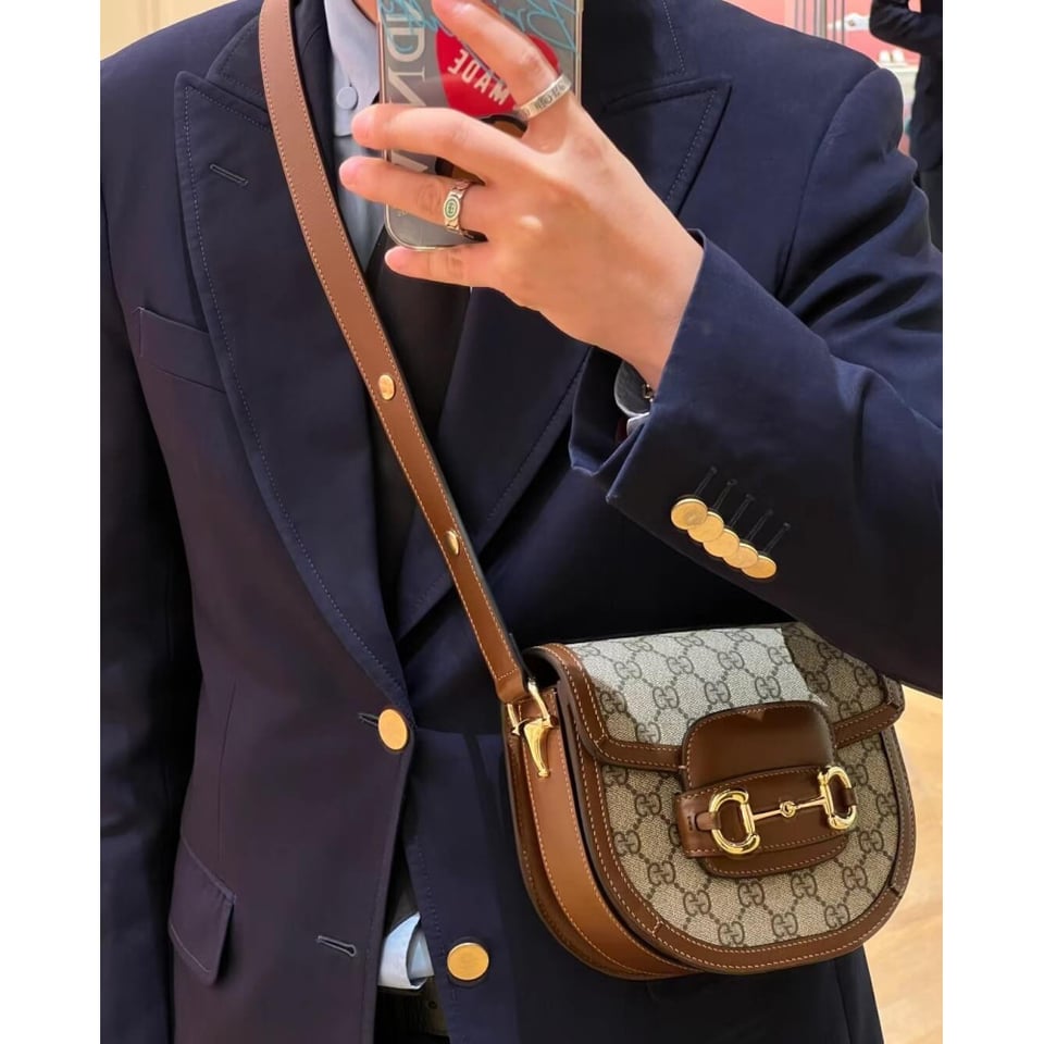 Gucci GG Supreme Horsebit 1955 Mini Rounded Bag view 6