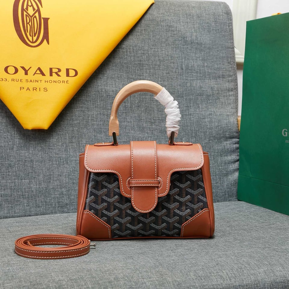 Goyard Saigon Souple Mini Bag Black And Tan Canvas 20cm view 3
