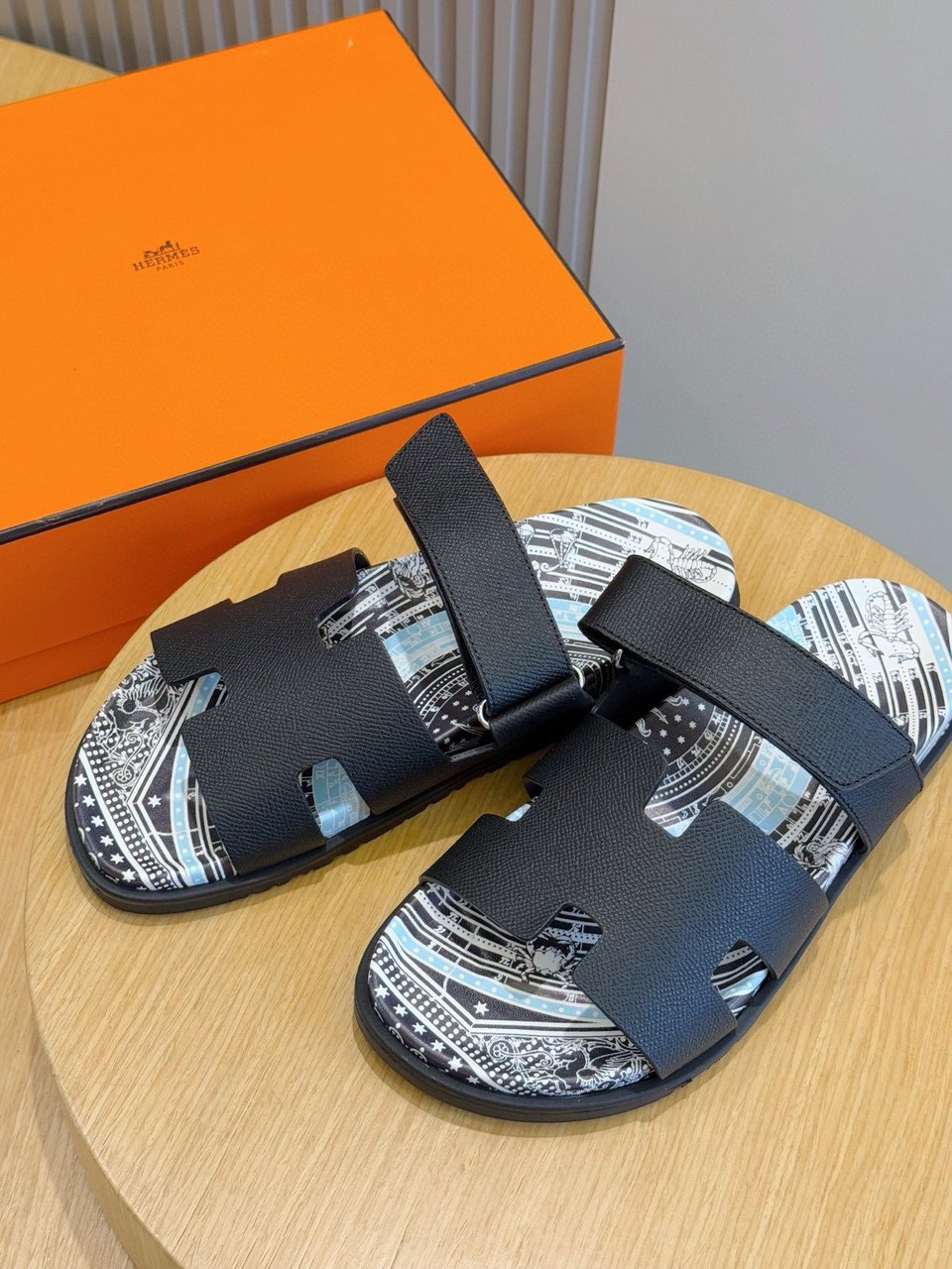Hermès Black Leather Sandals- Shoes for Men view 4