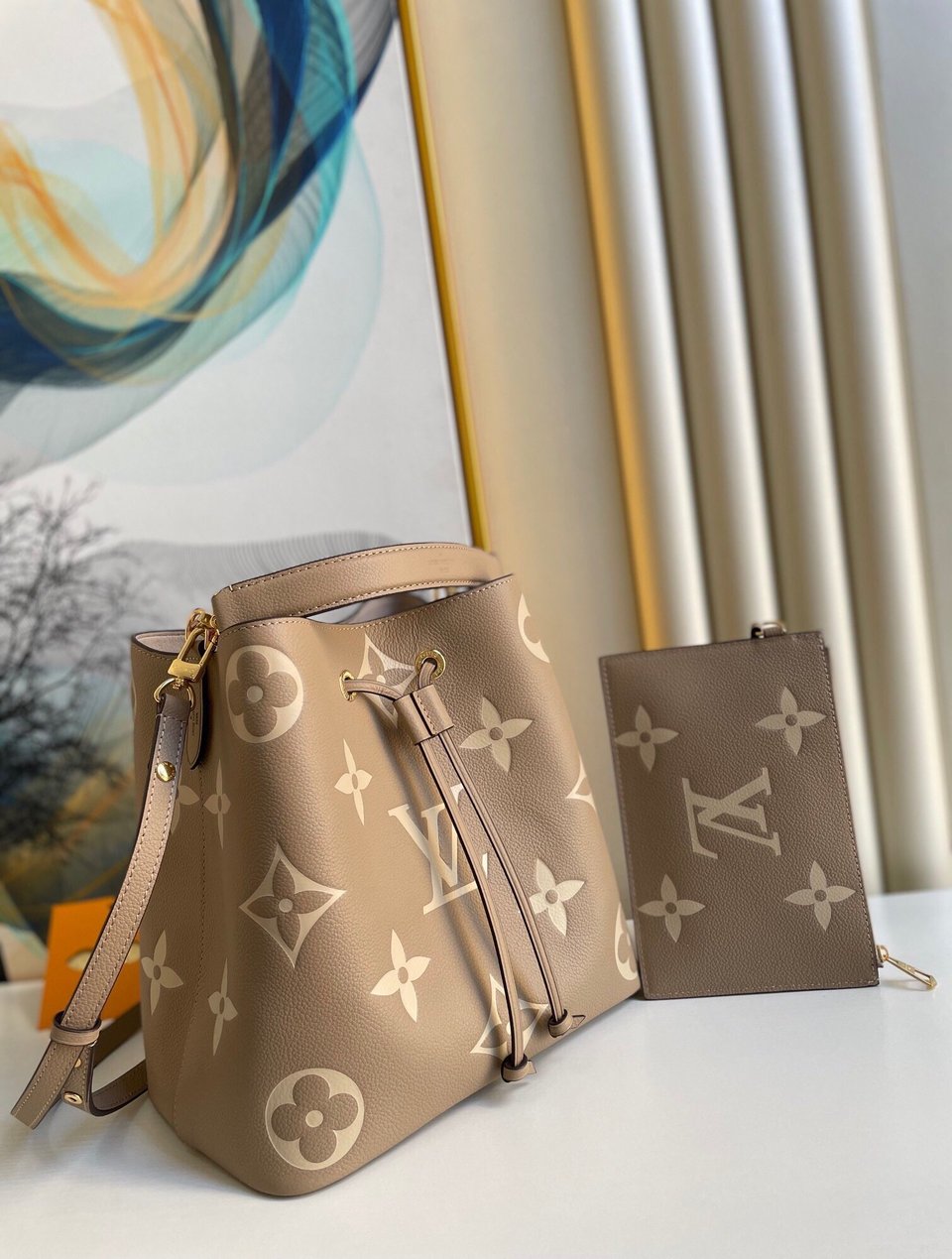 Louis Vuitton Néonoé Mm Bicolor Monogram Empreinte Leather – Women – Handbags Dove/Cream 26cm/ 10.2in view 7
