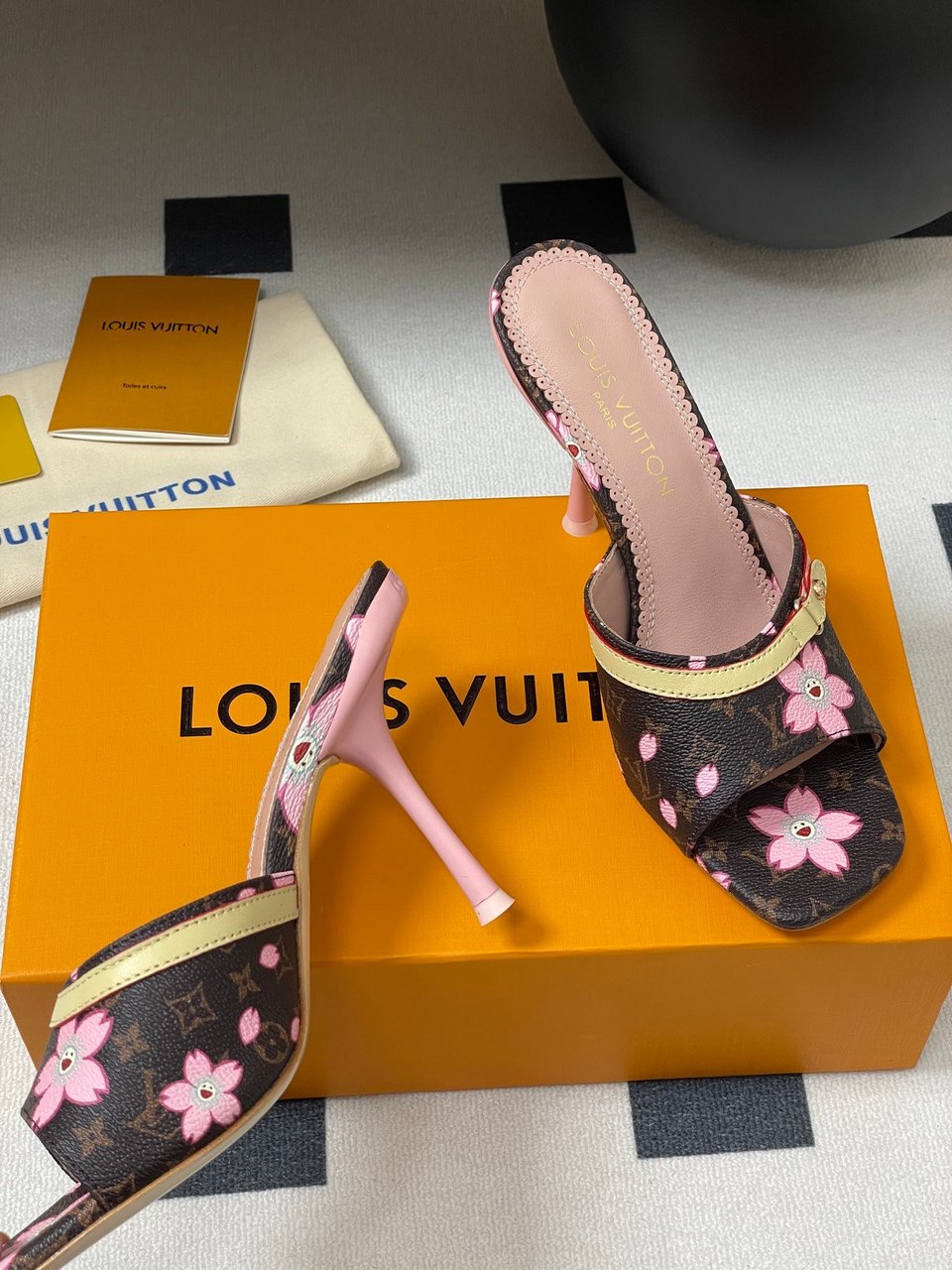 Louis Vuitton x Takashi Murakami Cherry Blossom Mule Brown Monogram Canvas view 12