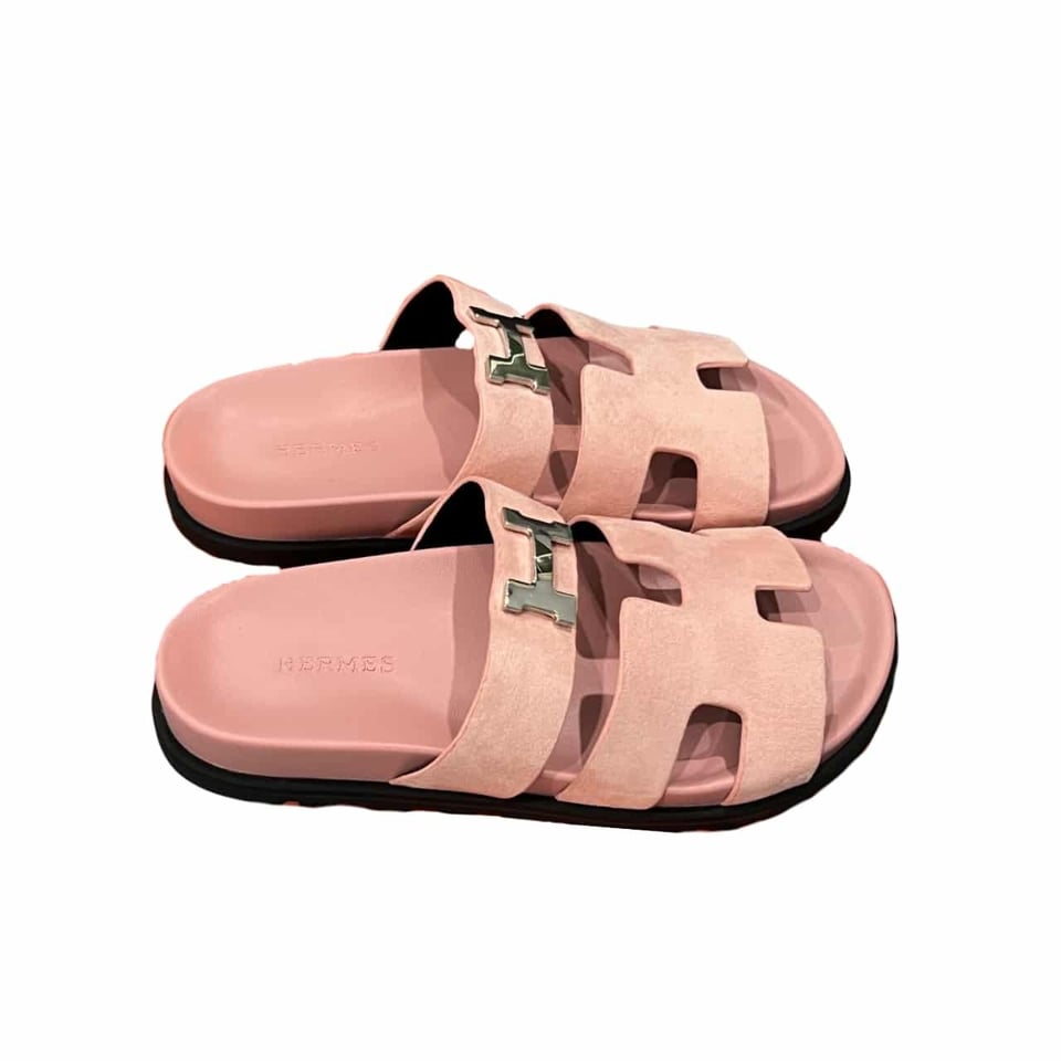 Hermes Chypre Sandal H Logo Silver Hardware Pink view 2