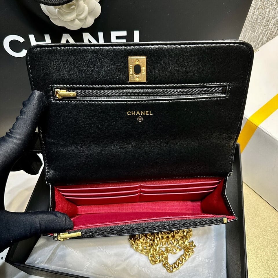 Chanel Camellia Crush Wallet On Chain Lambskin 19.2cm view 13