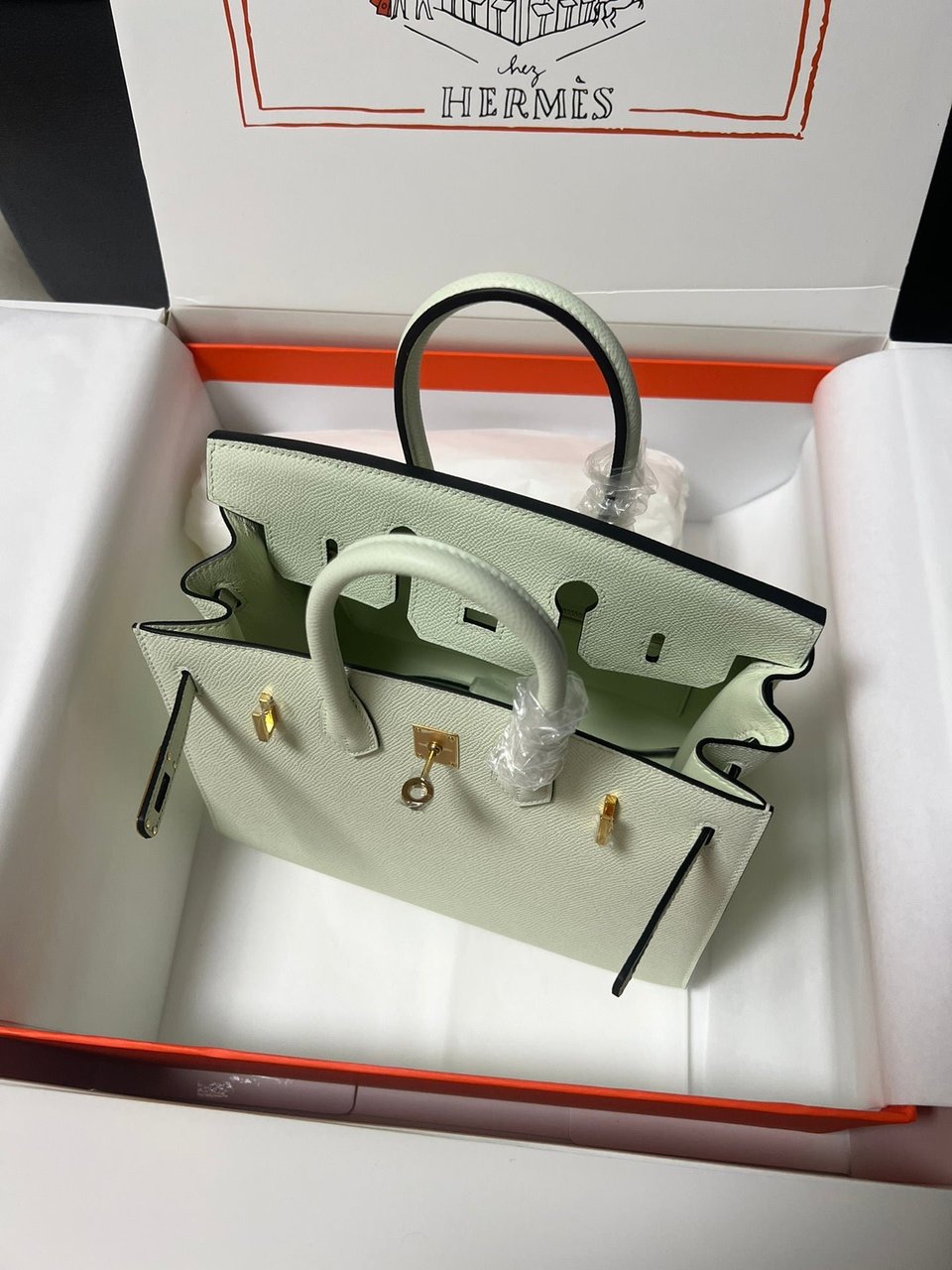 Hermes Birkin Sellier Vert Fizz Epsom Leather Gold Hardware view 10