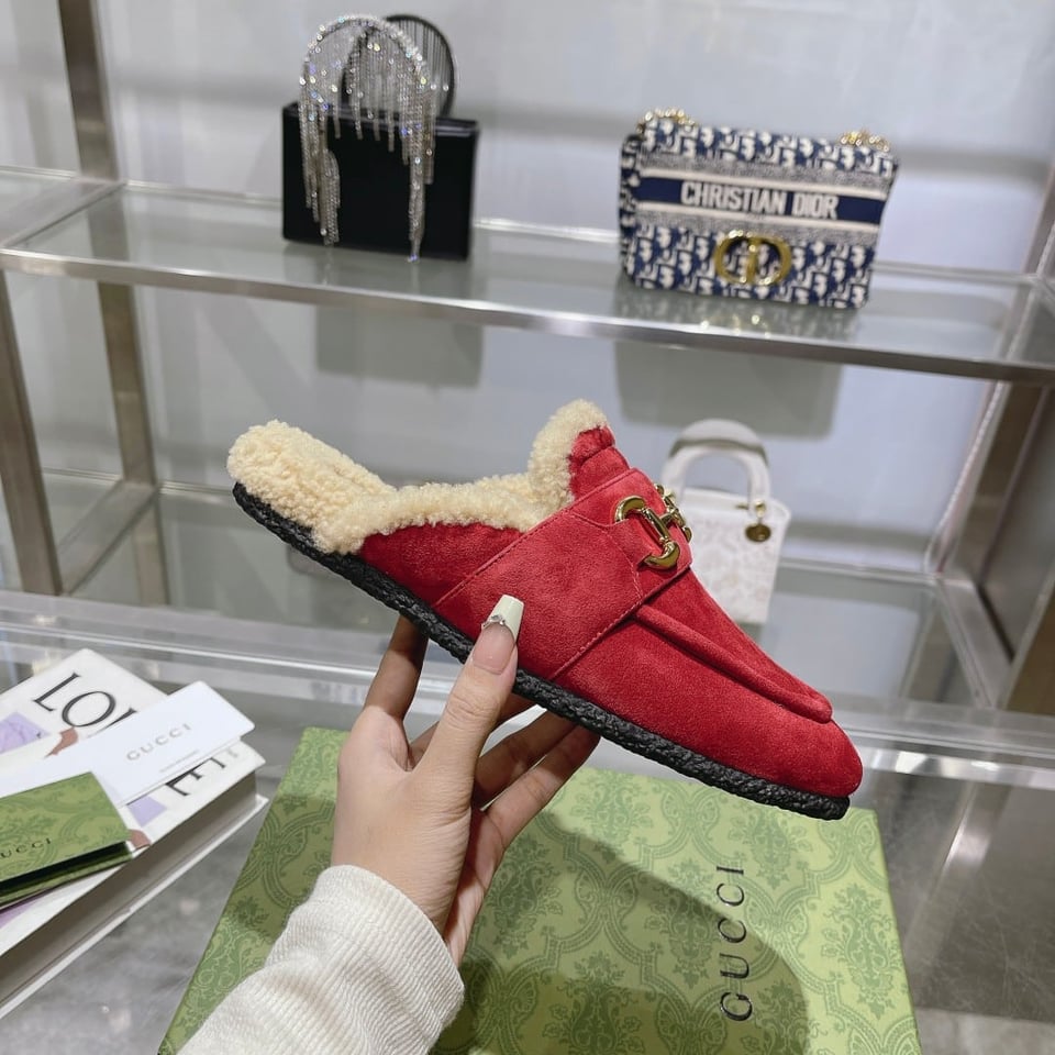 Gucci Women’S Mule With Horsebit Suede Leather Red view 6