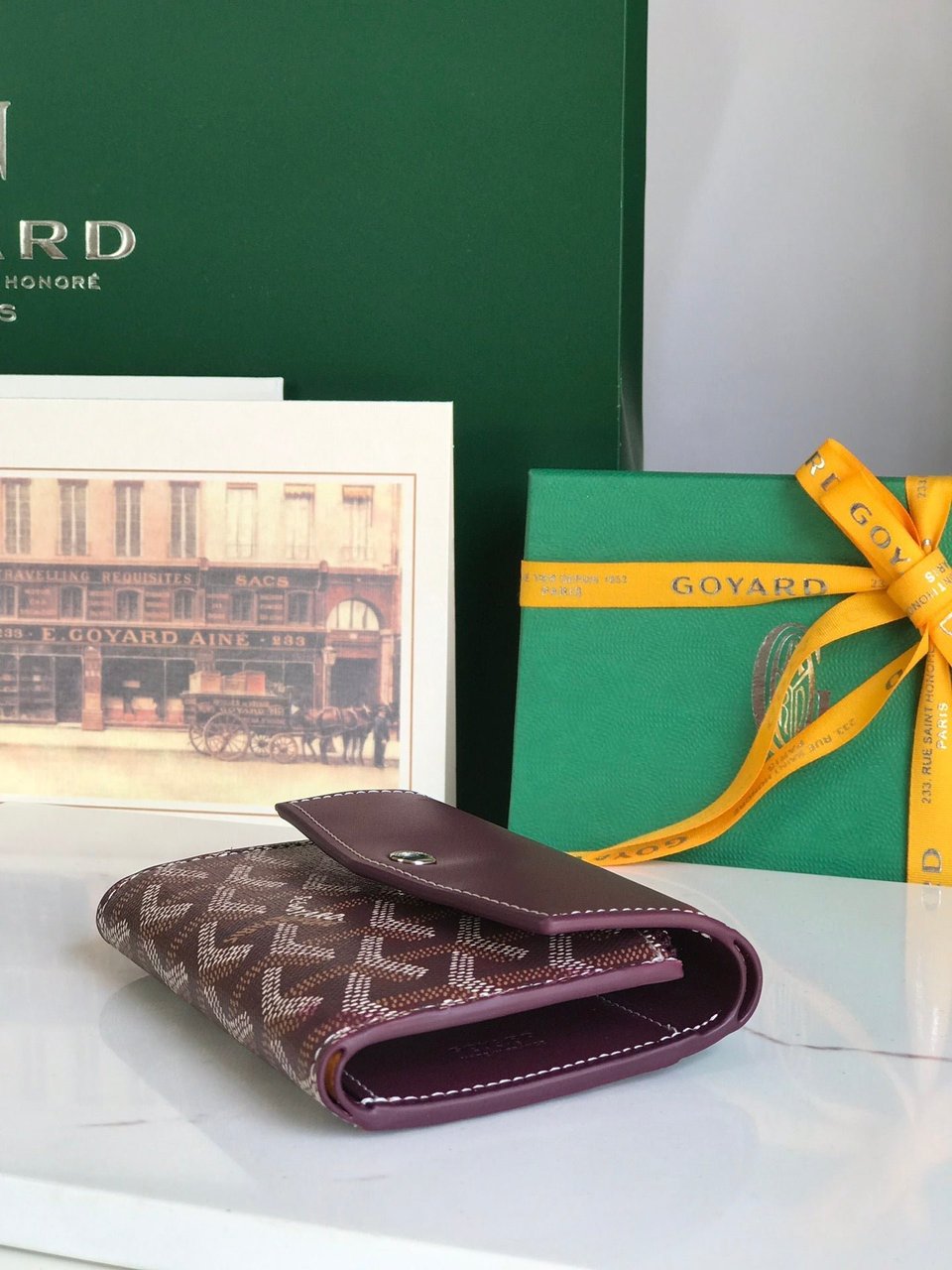 Goyard Saint-Gabriel Wallet 12 Cm Wine Red Calfskin And Goyardine Canvas 12cm view 10