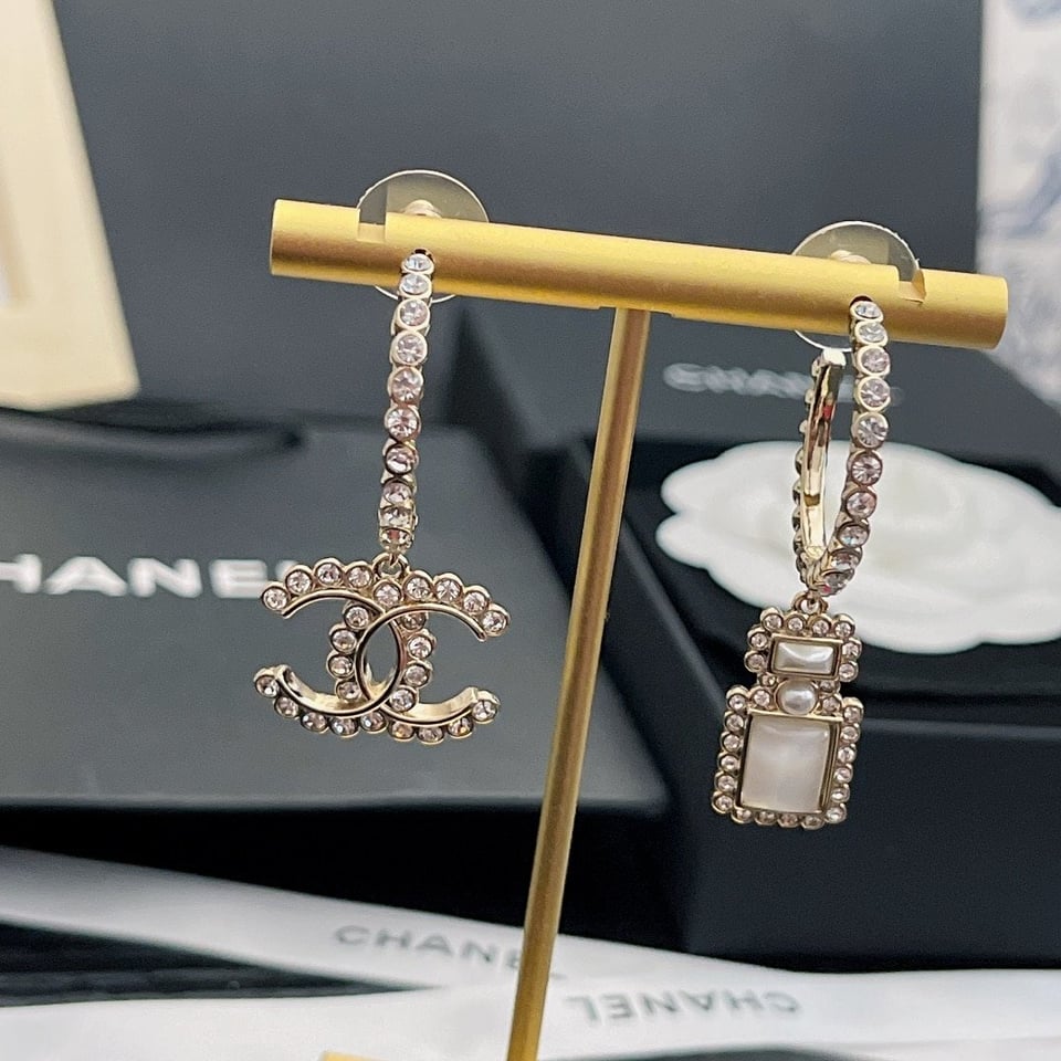 Chanel Cc And Perfume Bottle Hoop Earrings view 7