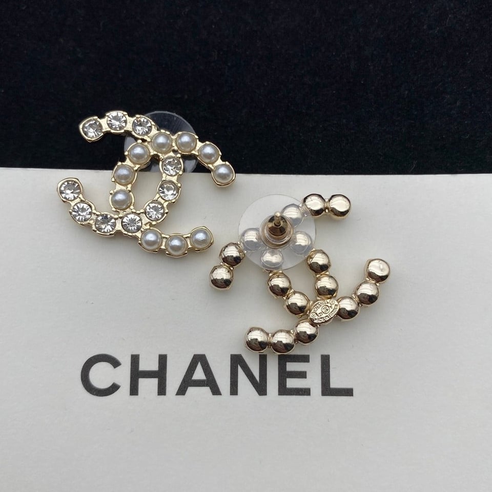 Chanel Cc Crystal Pearl Silver Earrings view 6