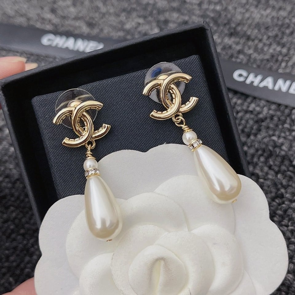 Chanel Cc Pearl Drop Earrings view 5