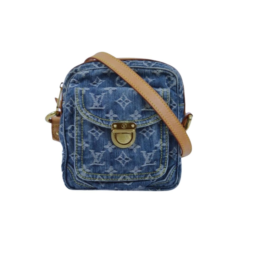 Louis Vuitton Camera Bag Blue Denim Monogram And Vachetta Trim 19Cm view 2
