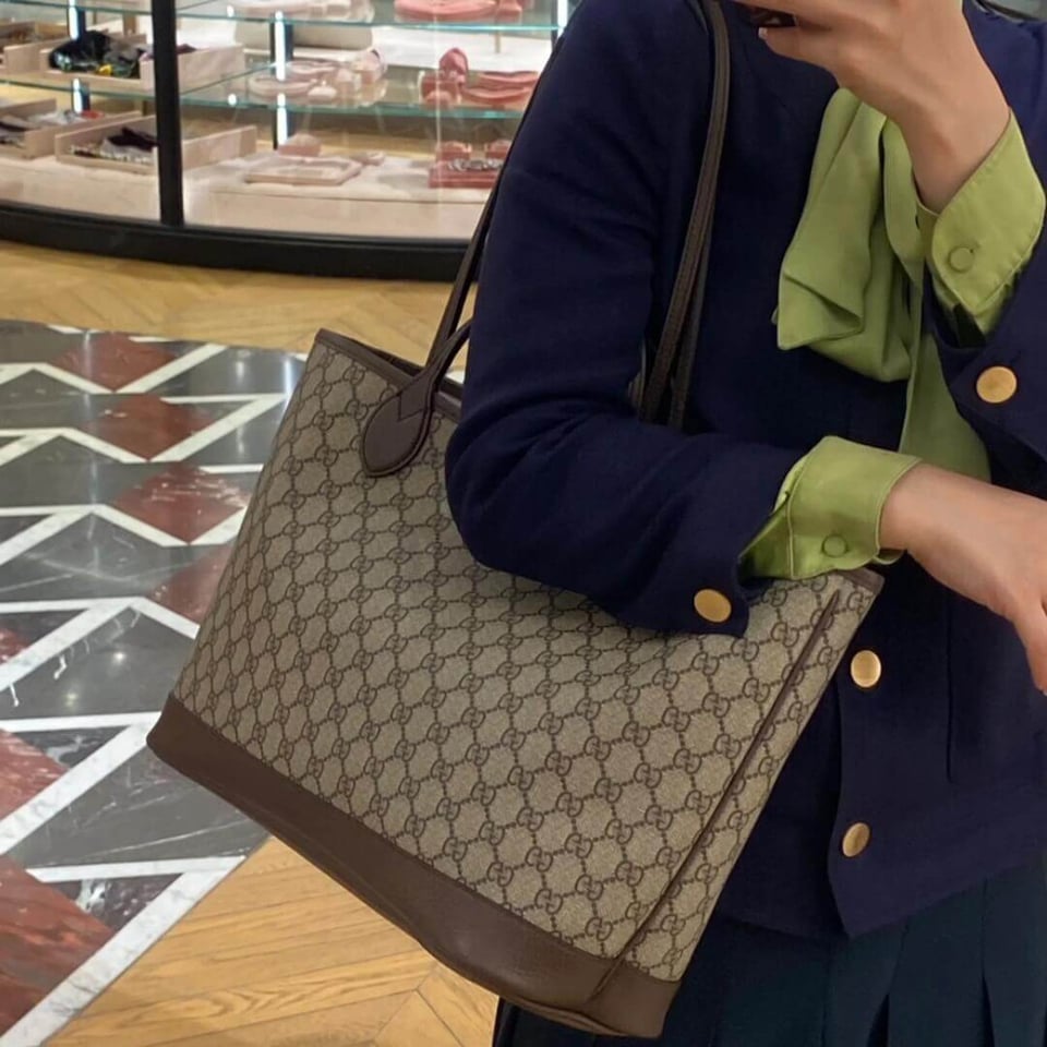 Gucci Ophidia GG Supreme Shoulder Tote Beige/Ebony 38.5cm/15.2in view 6