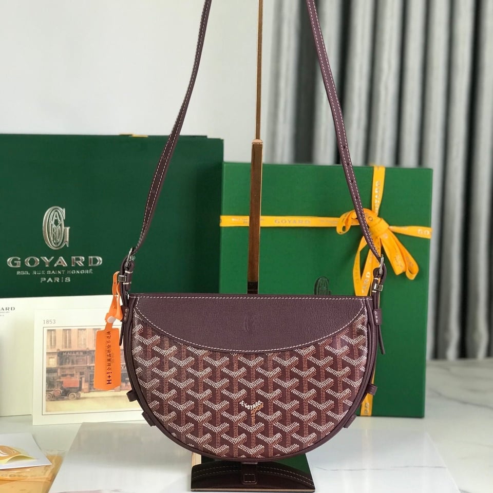 Goyard Hirondelle Bag 25 Cm Wine Red Lambskin And Goyardine Canvas view 11