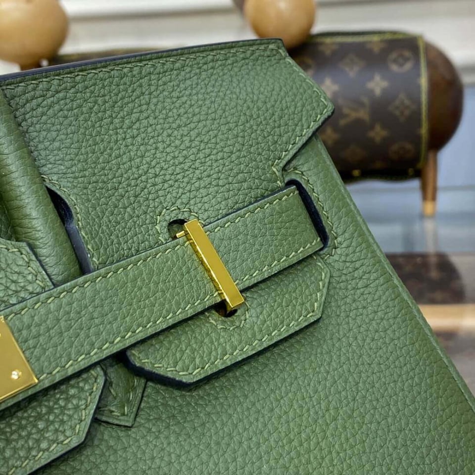 Hermes Birkin 30 Bag Vert Foret Gold Hardware Togo Leather view 9