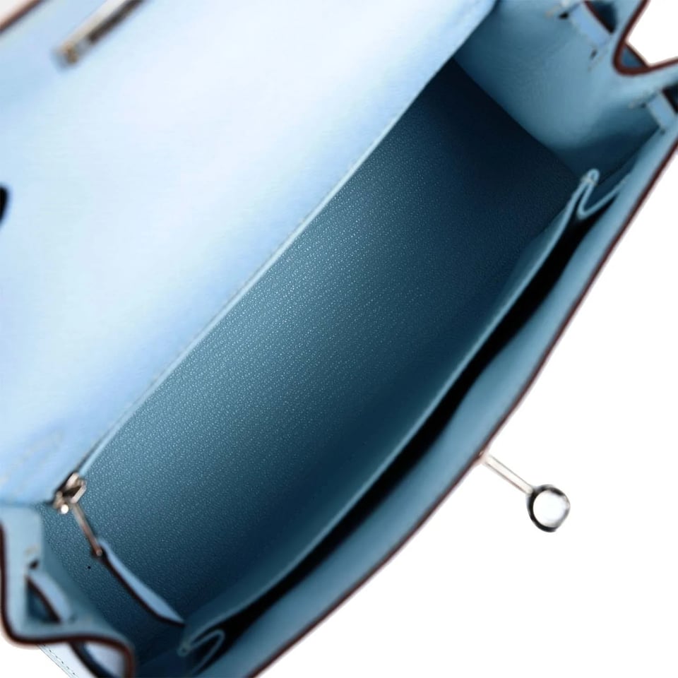 Hermes Kelly 25 Bag In Mist Blue Epsom Leather For Women 25cm/10in view 7