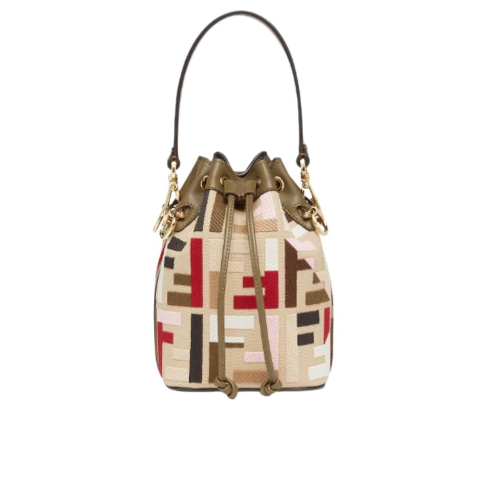 Fendi Mon Tresor Canvas Mini Bag With Ff Embroidery Multicolour 14Cm view 2