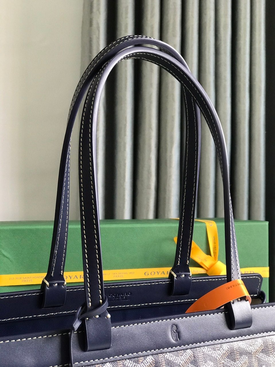 Goyard Bellechasse Biaude Pm Bag 36cm Navy Blue Goyardine Canvas And Calfskin Trim view 9