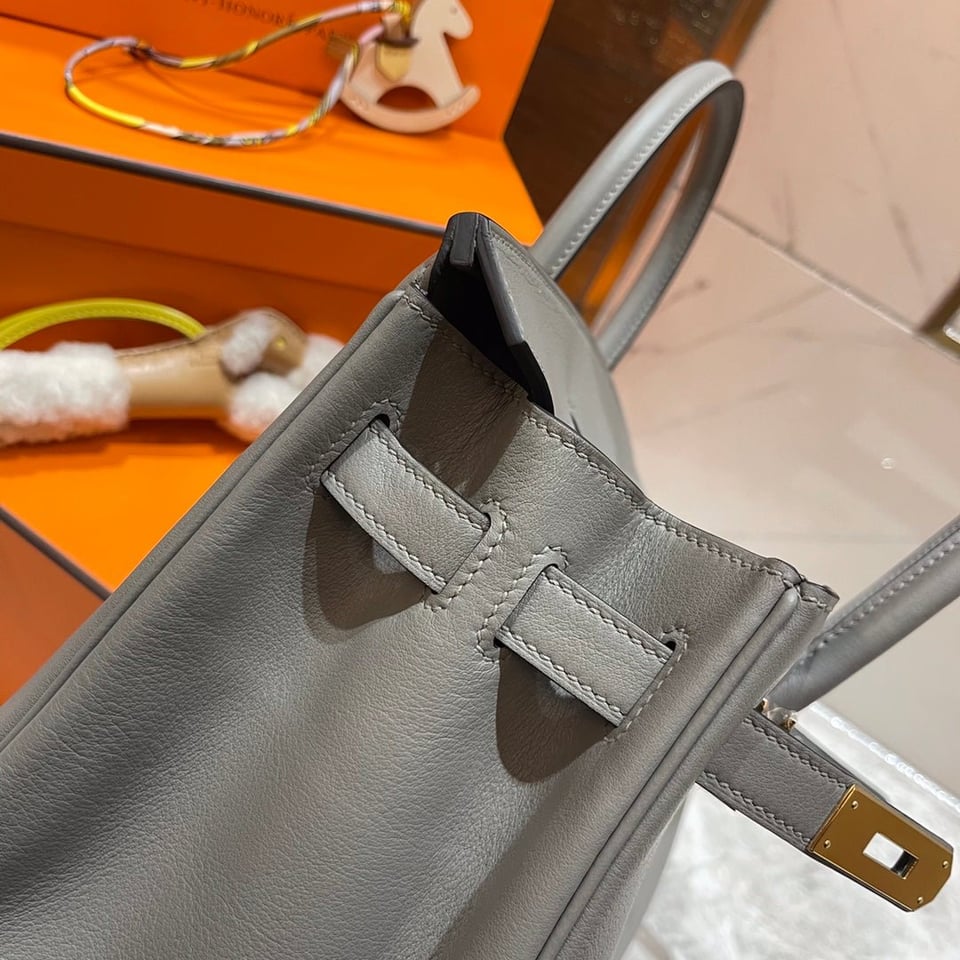 Hermes Birkin 30Cm Grey Swift Leather Gold Hardware view 7