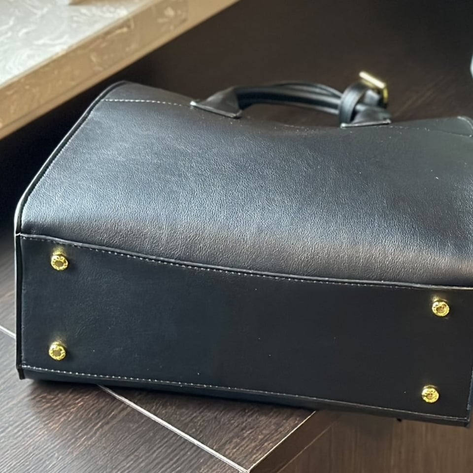 Prada Large Leather Tote Bag With Buckles Black 32Cm view 9