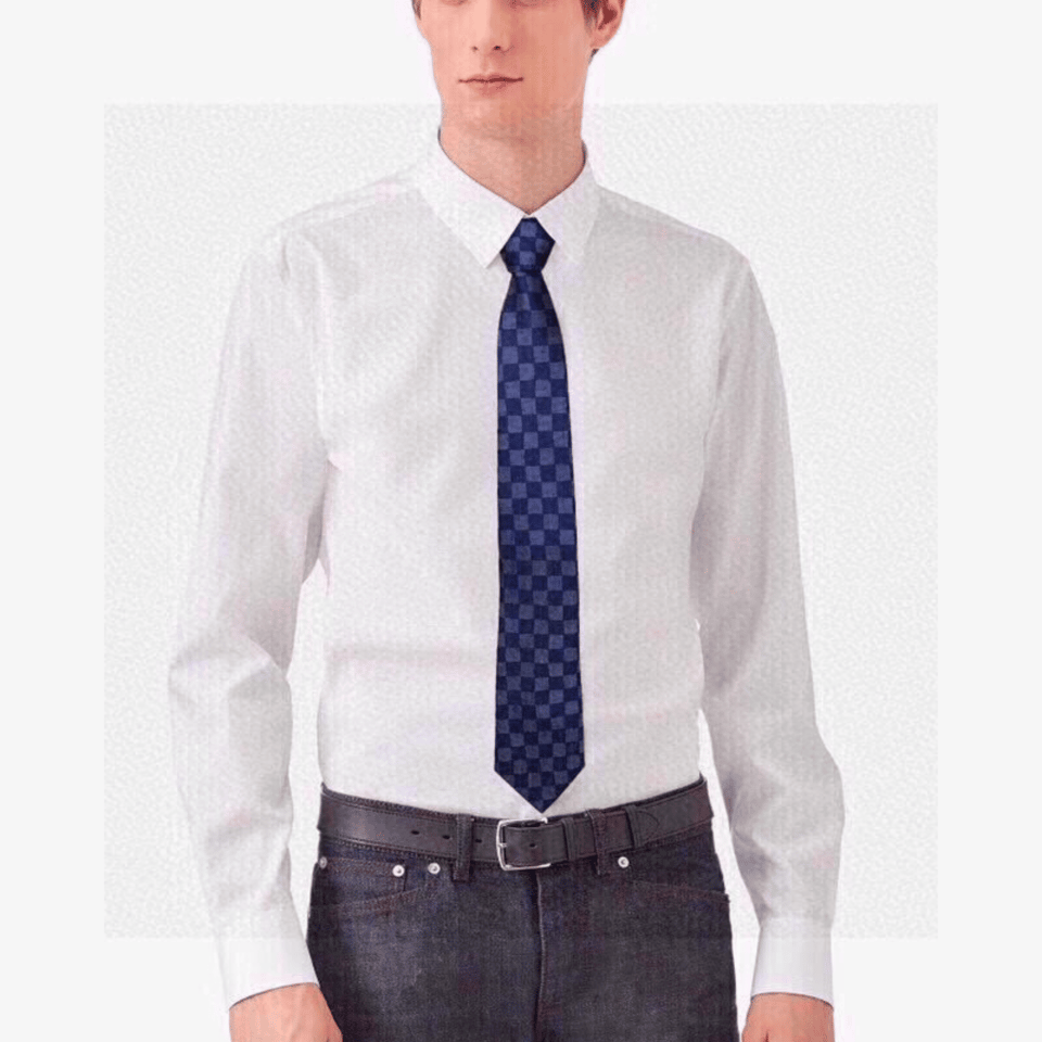 Louis Vuitton Blue Damier Silk Tie For Men view 10