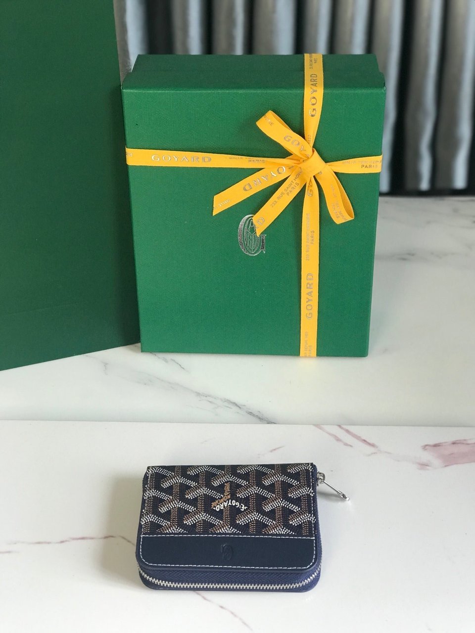 Goyard Matignon Mini Wallet 11cm Navy Blue Goyardine Canvas And Calfskin view 7