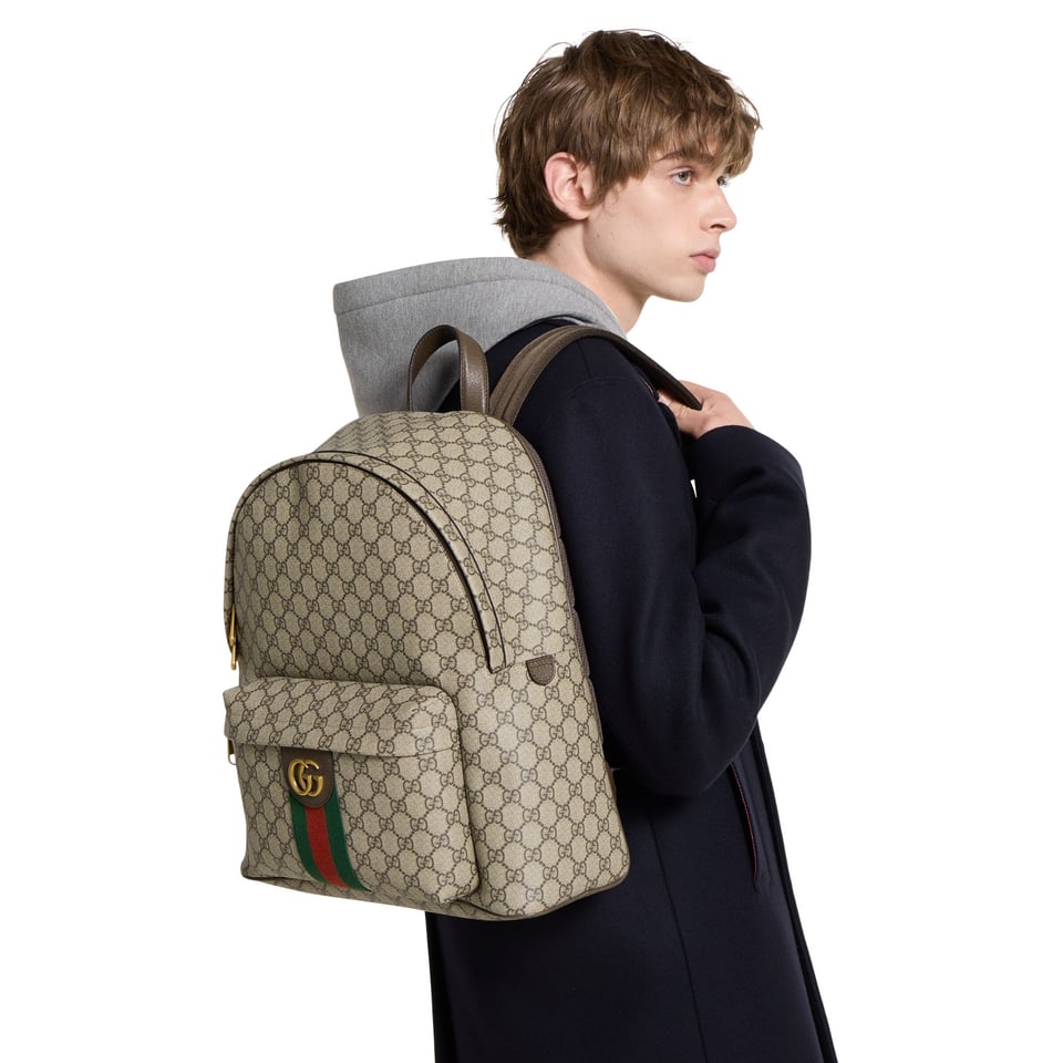Gucci Ophidia Medium Backpack 834466 Beige And Dark Brown 36.5cm/14.4in view 3