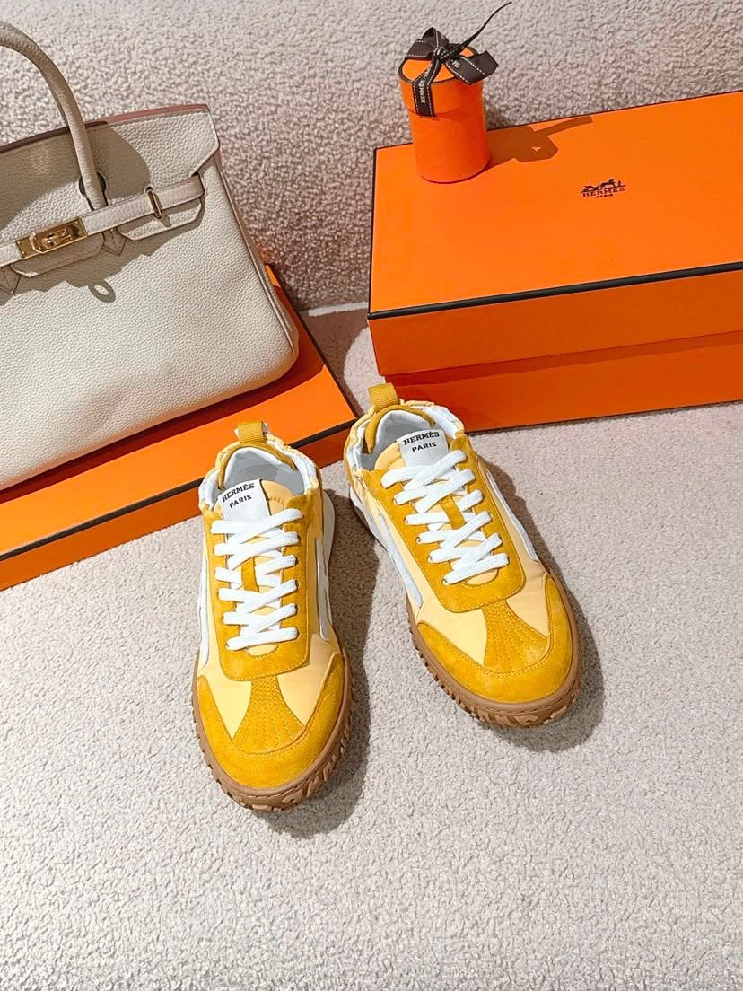 Hermes Sneakers Sesame Yellow / White Color Goatskin H252013Z view 8