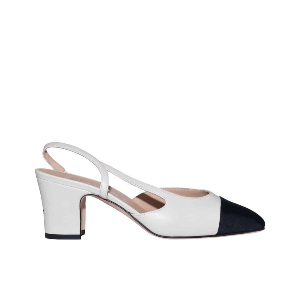 Chanel Slingbacks Goatskin &amp;Amp; Grosgrain White view 2