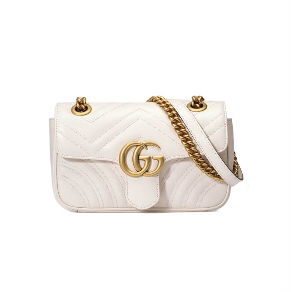 Gucci GG Marmont Matelasse Chevron Leather Mini Bag White view 2