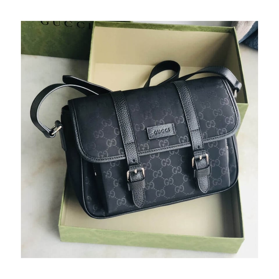 Gucci GG Guccissima Black Nylon Small Messenger Bag 510335 view 7