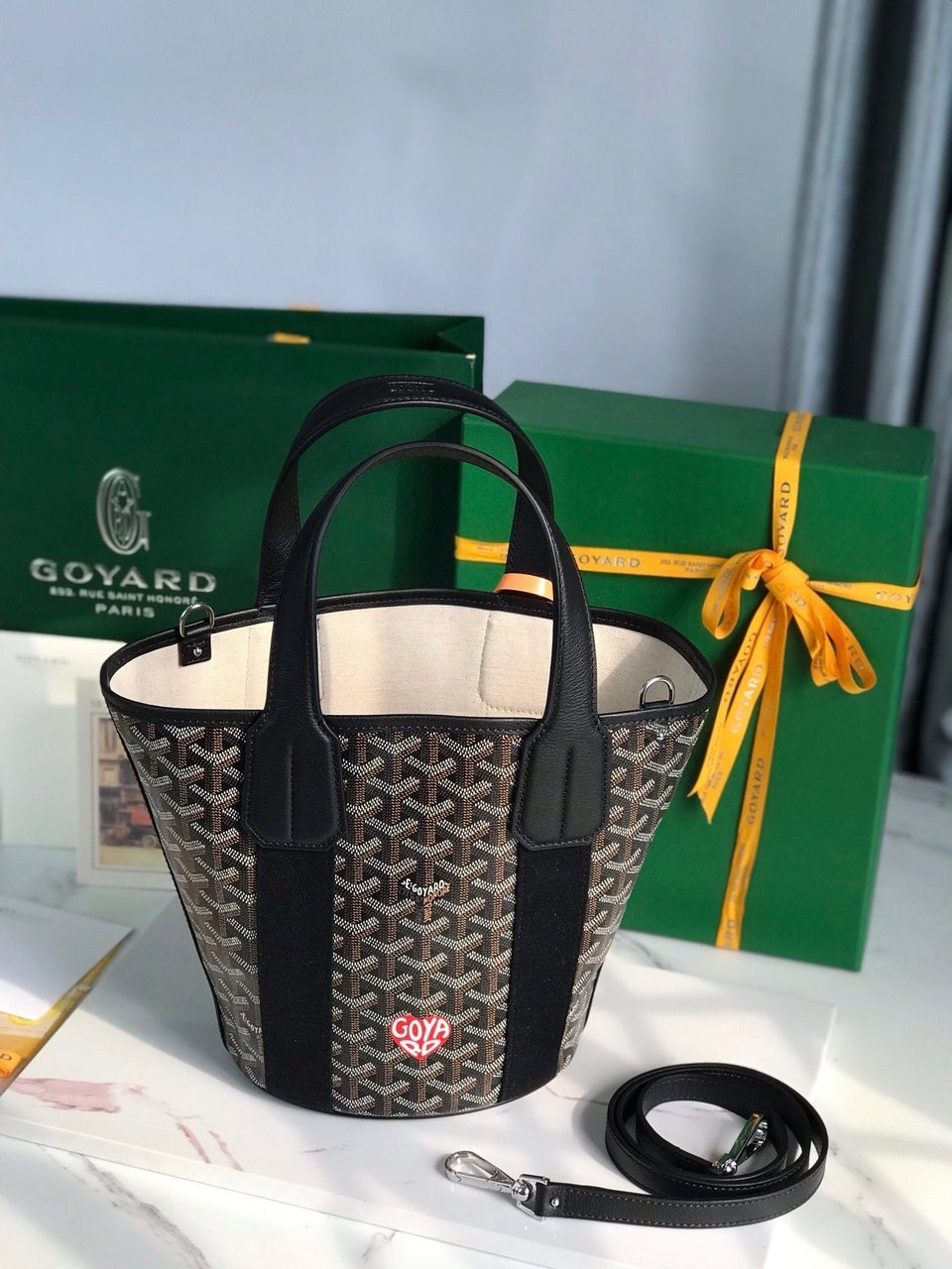 Goyard Small Belharra 24 Cm Black Goyardine Canvas And Lambskin view 4