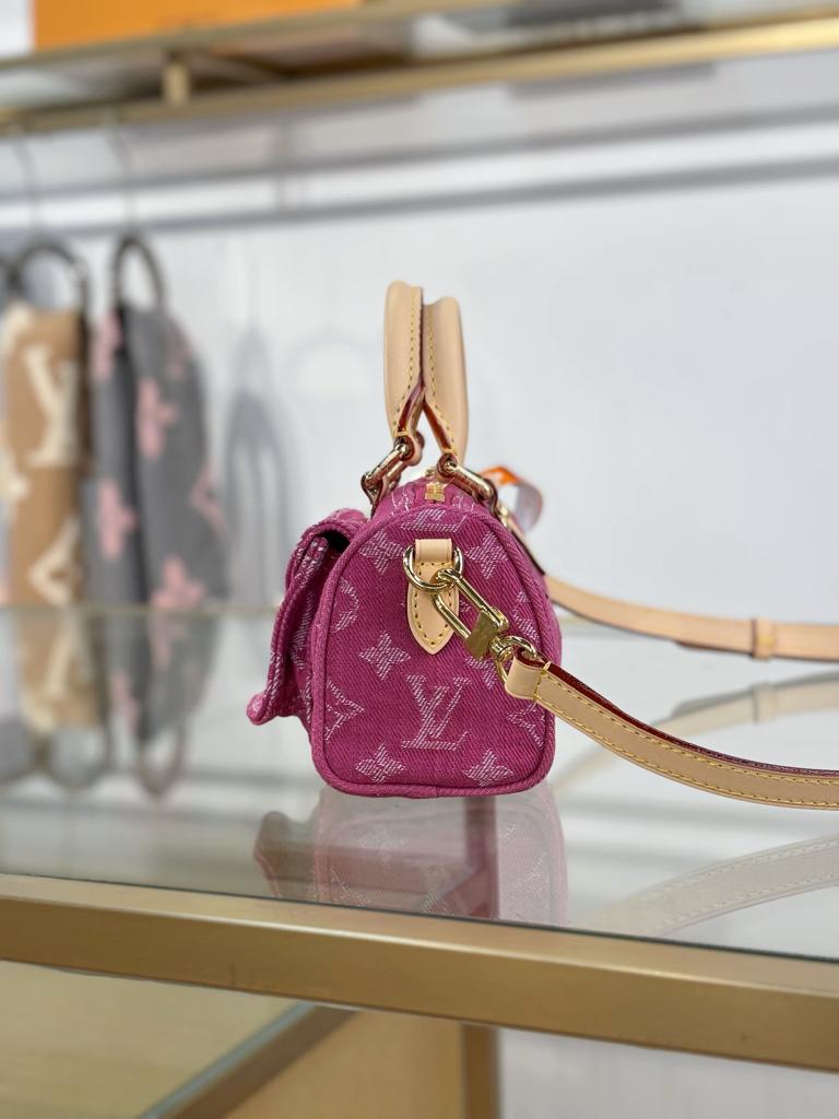 Louis Vuitton Nano Speedy Bag Fuchsia Denim 16cm M27603 view 3