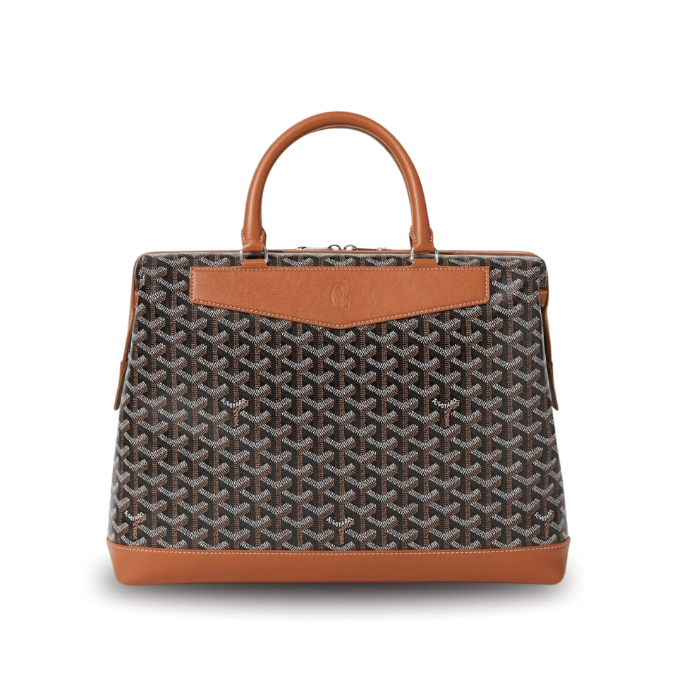 Goyard Cisalpin Document Case 39 Cm Black Goyardine Canvas And Tan Calfskin view 2