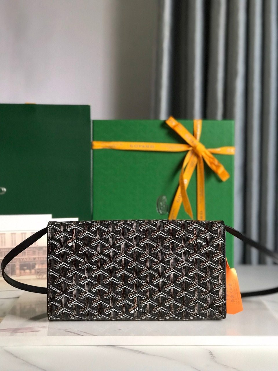 Goyard Monte-Carlo Pm Clutch 25 Cm Black Goyardine Canvas view 3