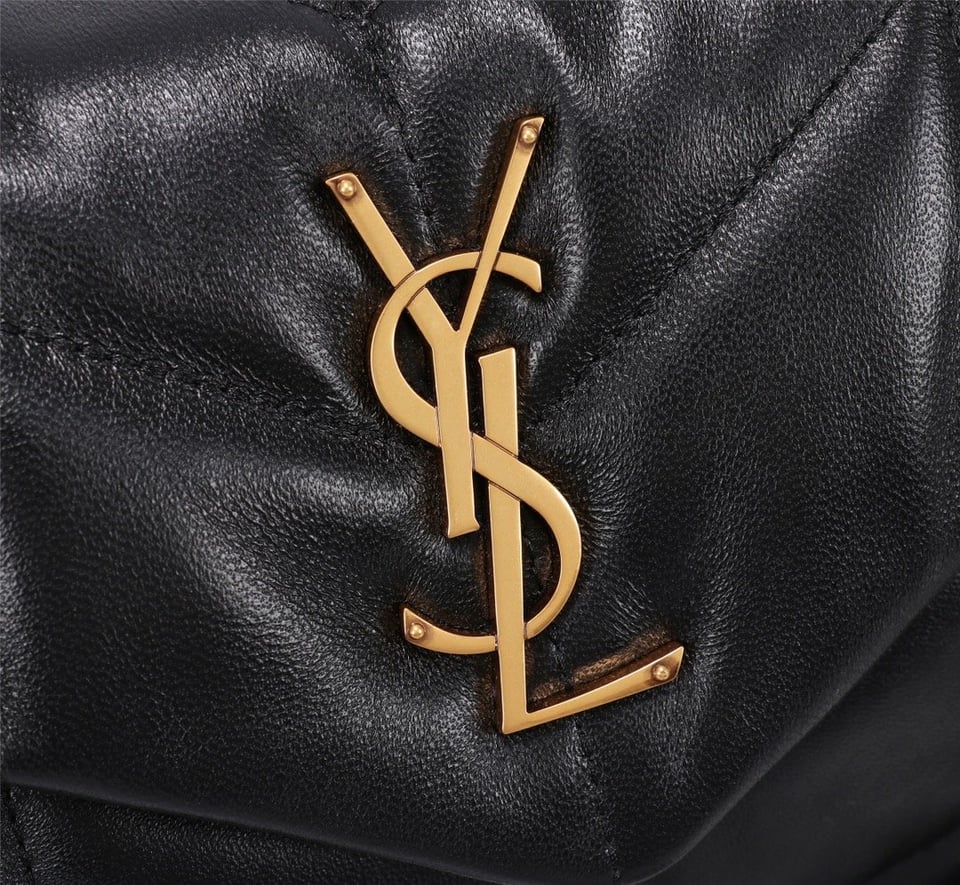 Saint Laurent Puffer Small Chain Bag In Quilted Black Gold view 3