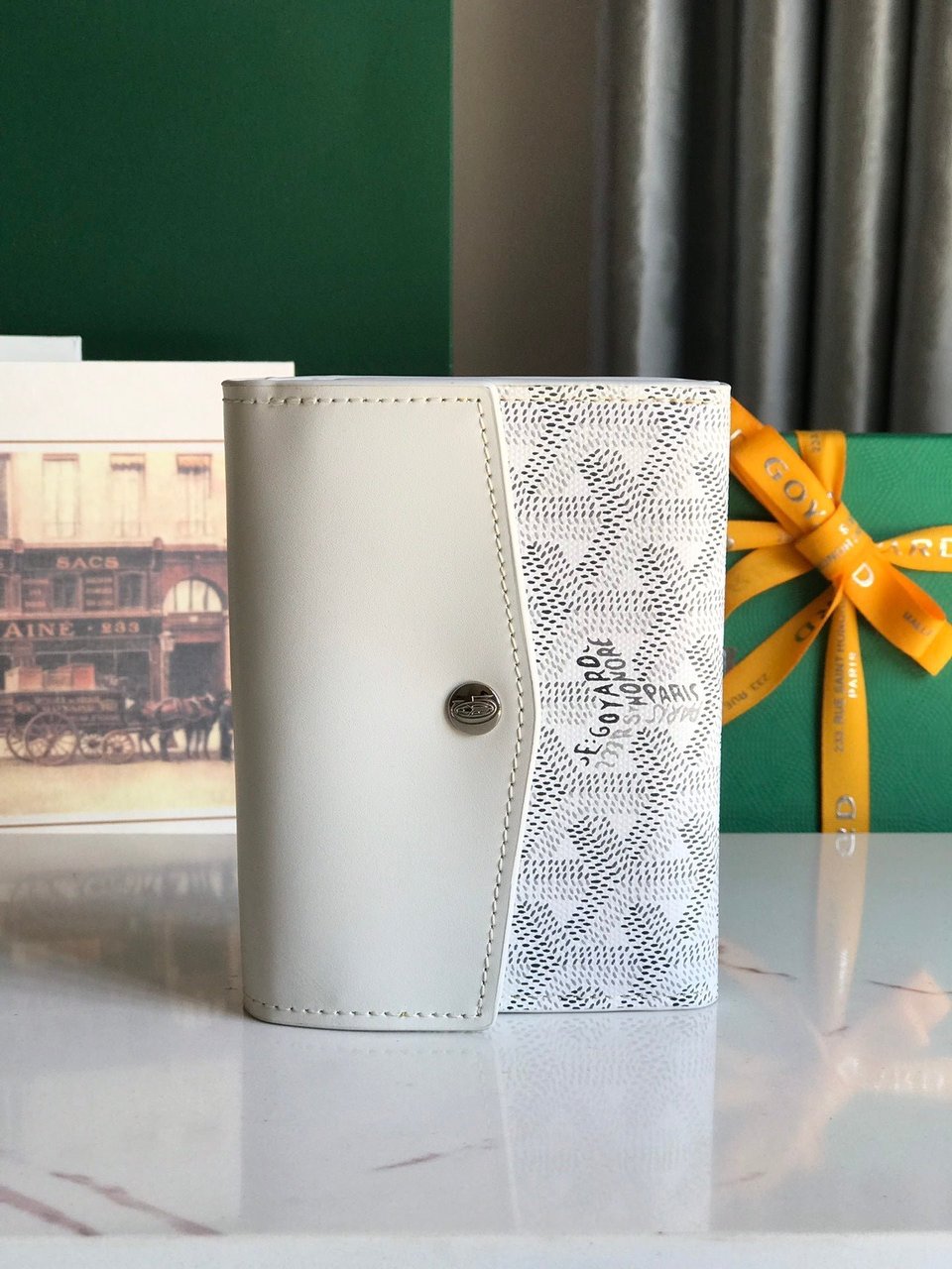 Goyard Saint-Gabriel Wallet 12 Cm White Calfskin And Goyardine Canvas view 7