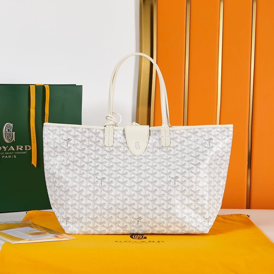 Goyard Saint Louis Pm 34Cm White Canvas Chevroches Calfskin view 8