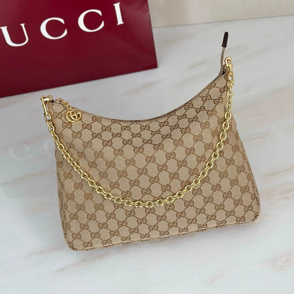 Gucci Lady Lunetta Chain Medium Shoulder Bag 30cm/12in Brown GG Canvas A006OA view 6