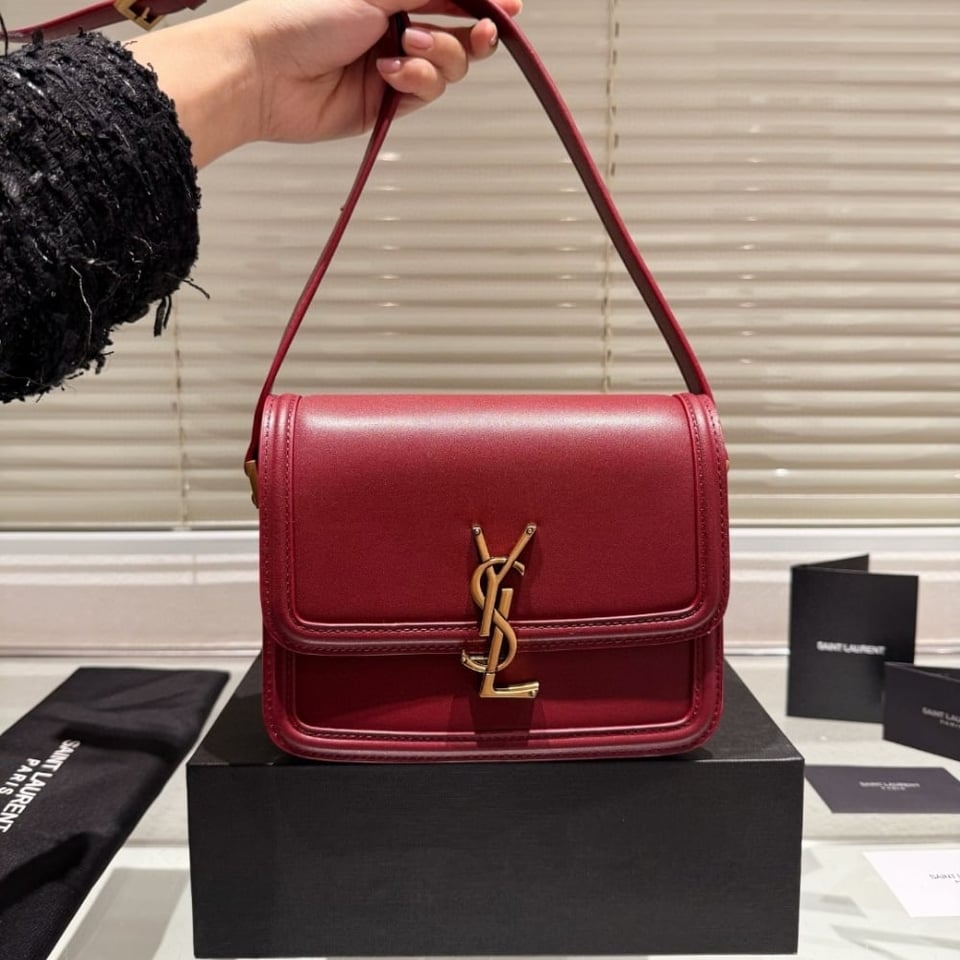 Saint Laurent Solferino Medium Satchel In Box Leather Lining Red 23Cm view 3