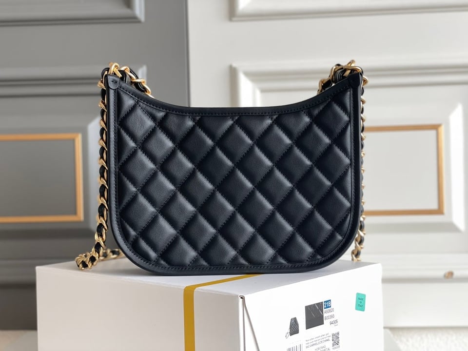 Chanel 24S 20Cm Hobo Bag Black Calfskin Gold Hardware view 9