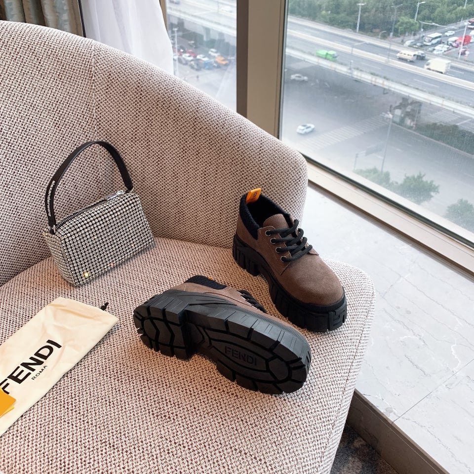 Fendi Force Leather Lace Ups Brown view 7