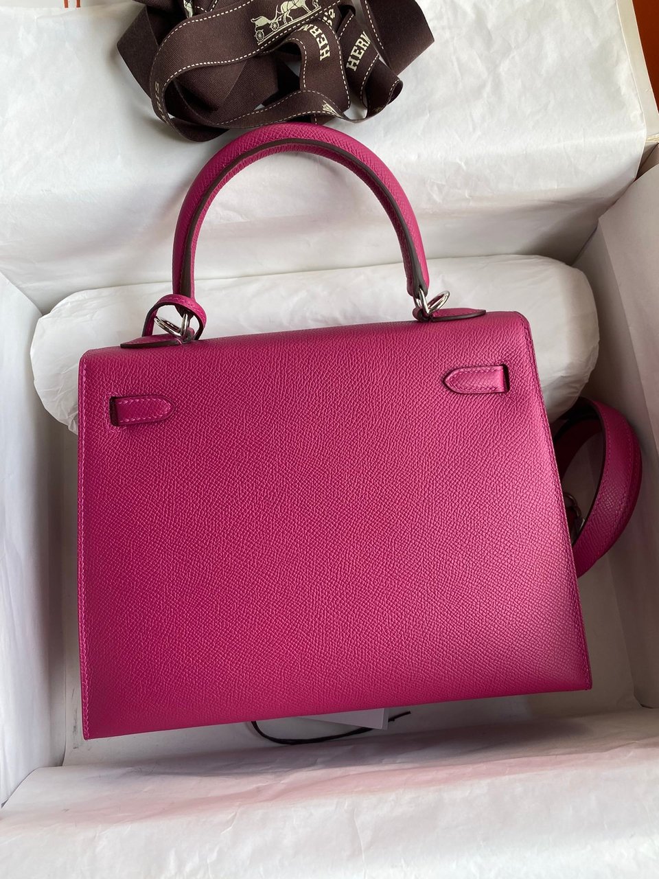 Hermes Kelly 25 Bag In Hot Pink Epsom Leather For Women 25cm/10in view 6