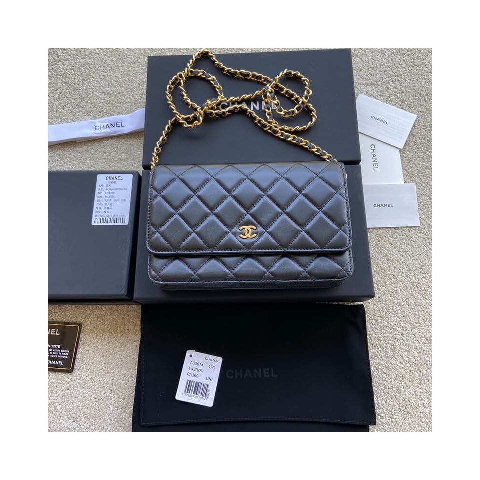 Chanel Lamb Wallet On Chain Woc Black 19cm view 14