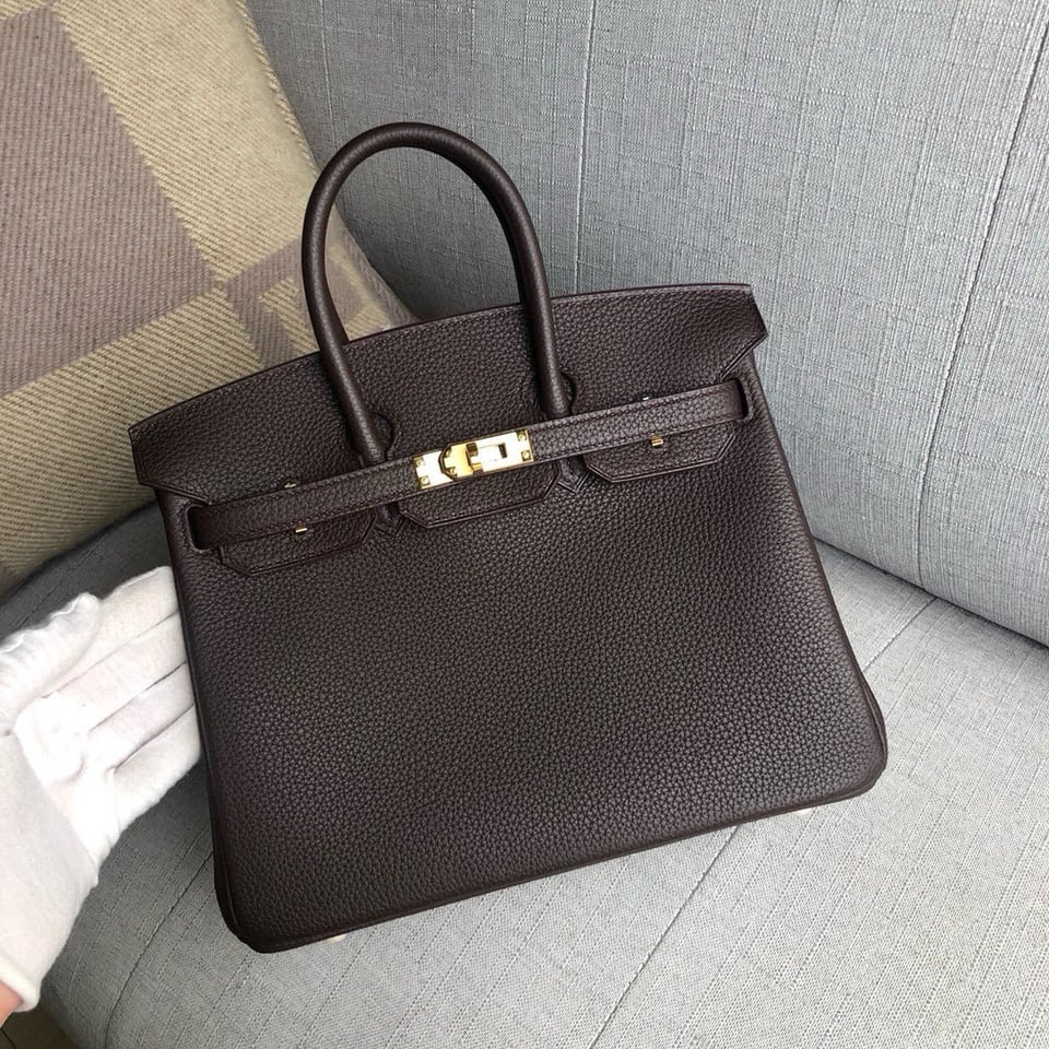 Hermes Birkin 25Cm Cafe Togo Leather Gold Hardware view 2