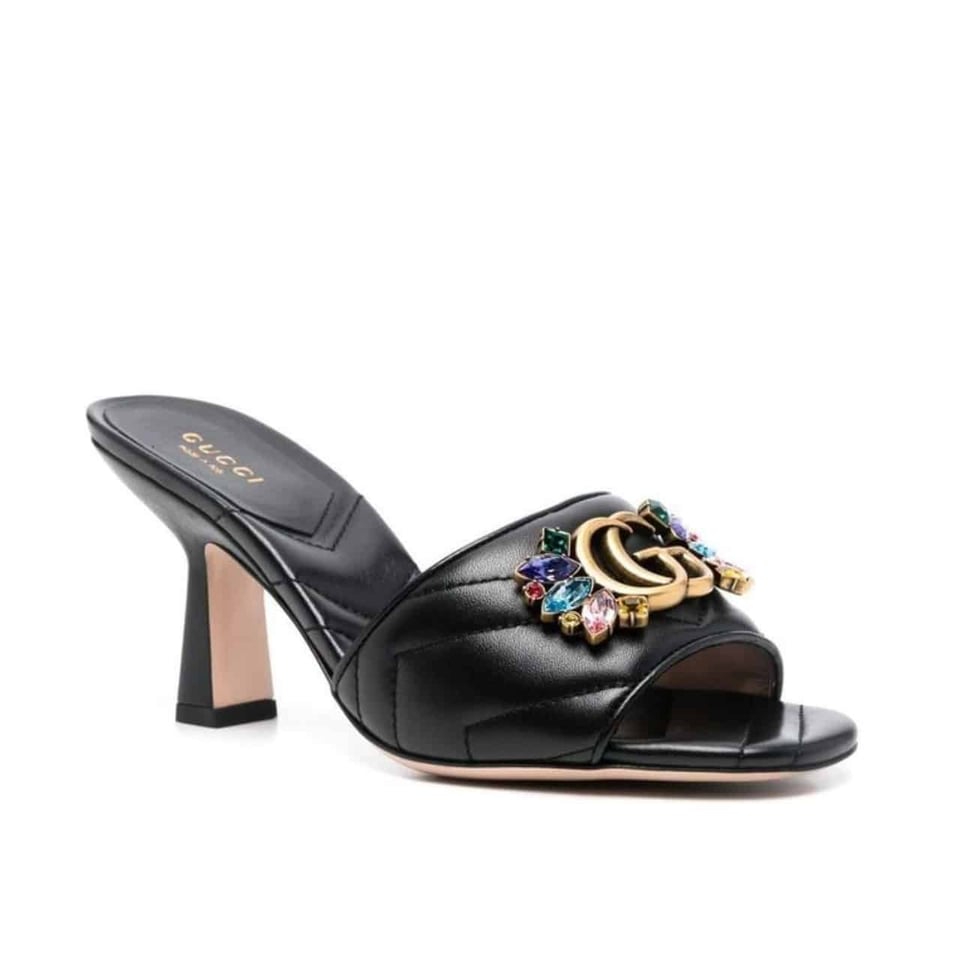 Gucci Women?S Flower Double G Slide Sandal Black view 2