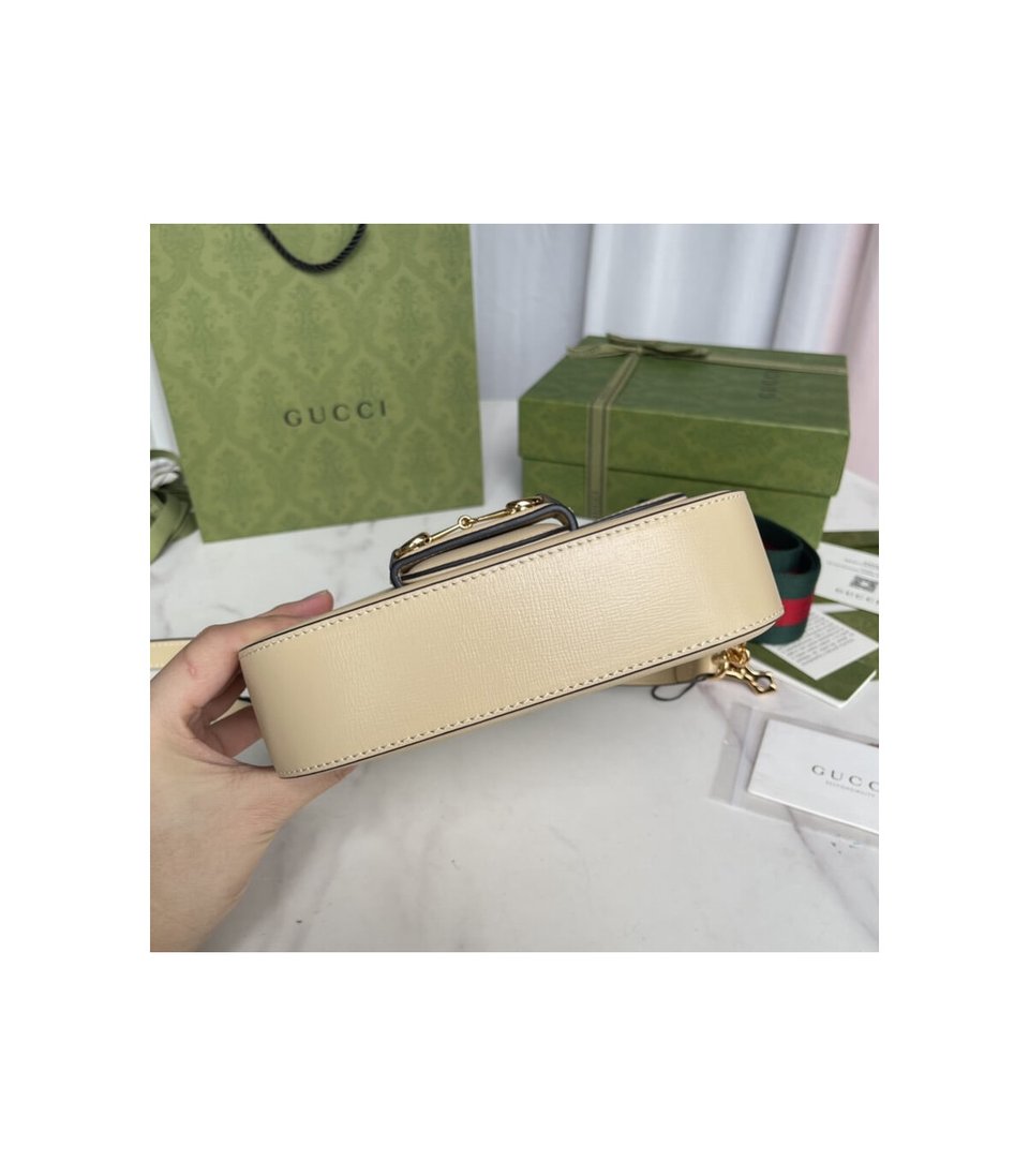 Gucci Horsebit 1955 Mini Bag in Beige Leather view 14