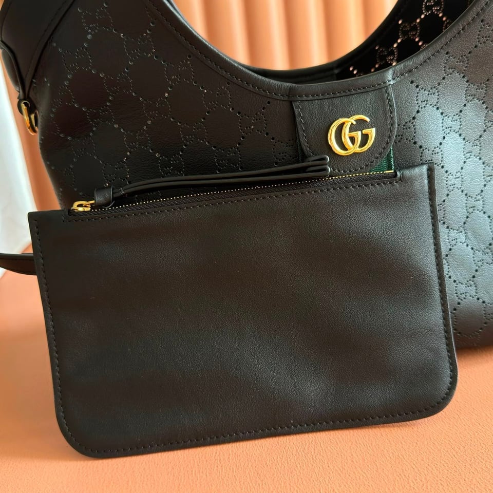 Gucci Giglio Small Tote Bag 25cm/9.8in Black GG Leather 860845 view 5
